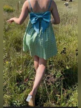 Betsey Johnson Green and Blue Dress with Bow